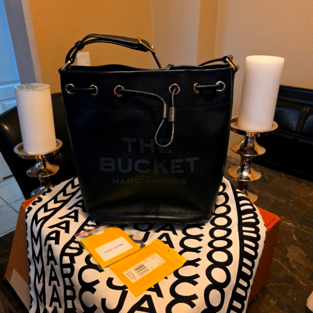 Marc Jacobs Large Black Leather Bucket Bag